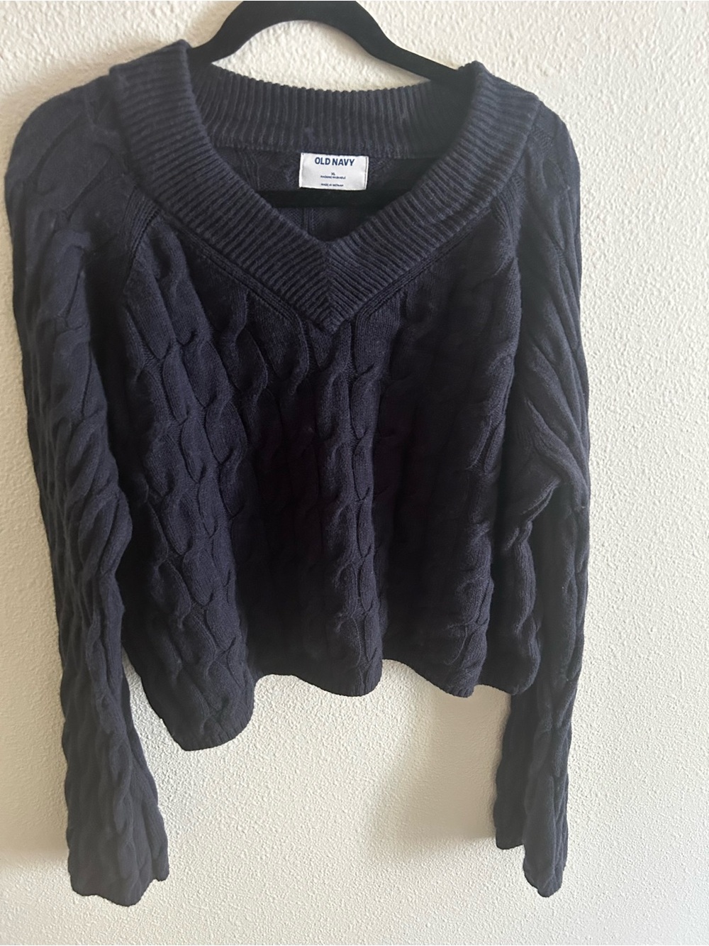Old Navy Women's Wool-Blend V-Neck Cable Cropped Sweater - Artic Depth